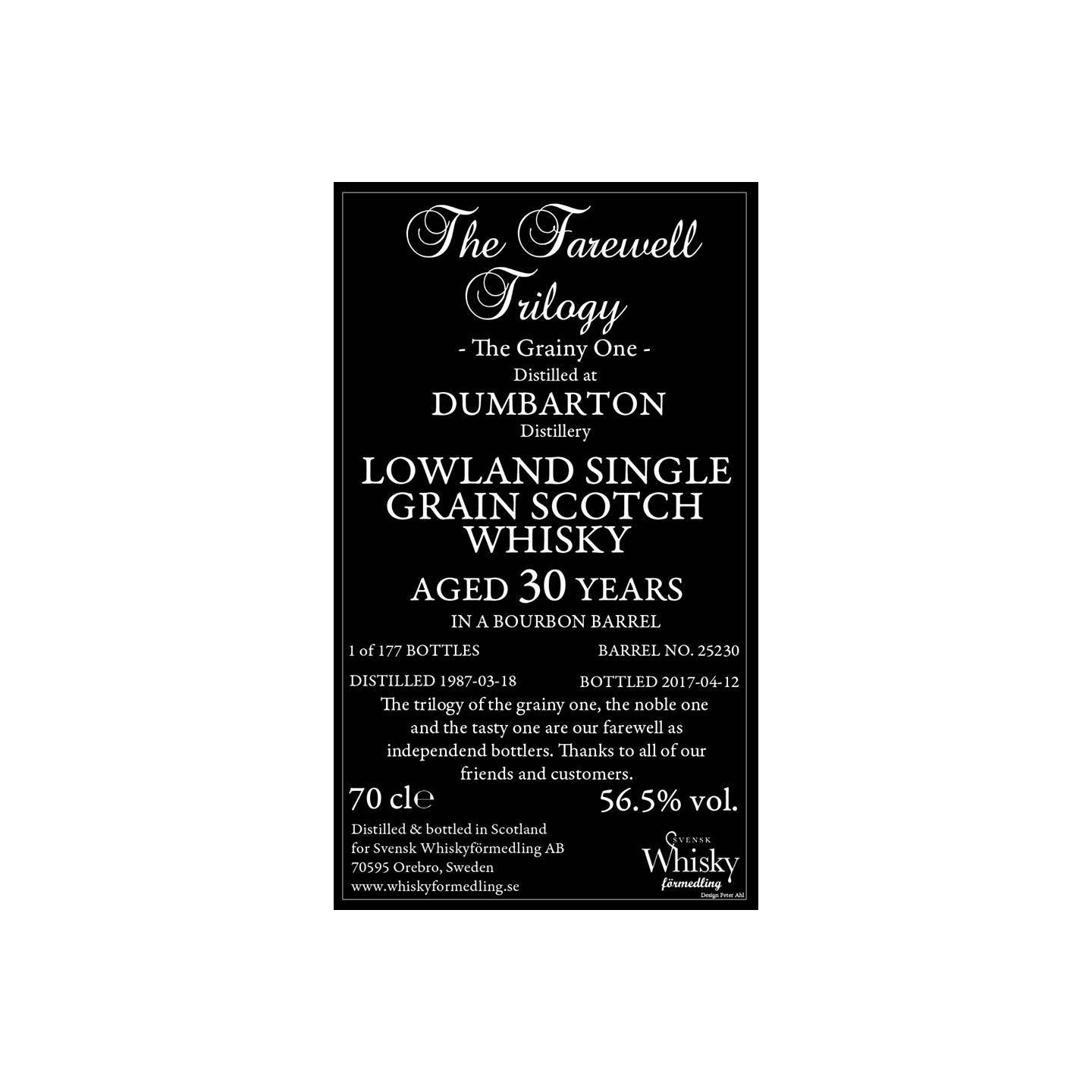 Dumbarton 1987 30 Years Single Grain Whisky