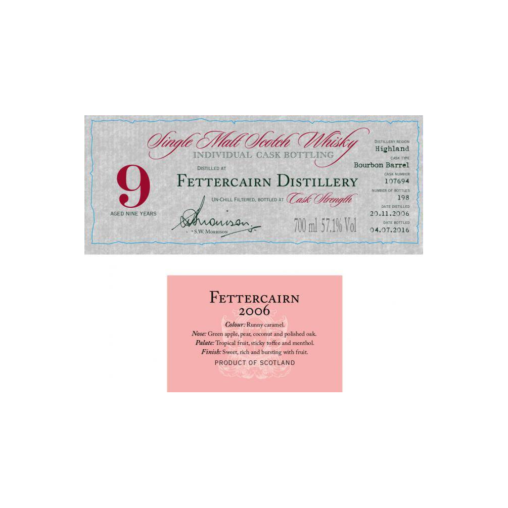 Fettercairn Individual Cask Bottling 2006 9 Years Single Malt Whisky 2
