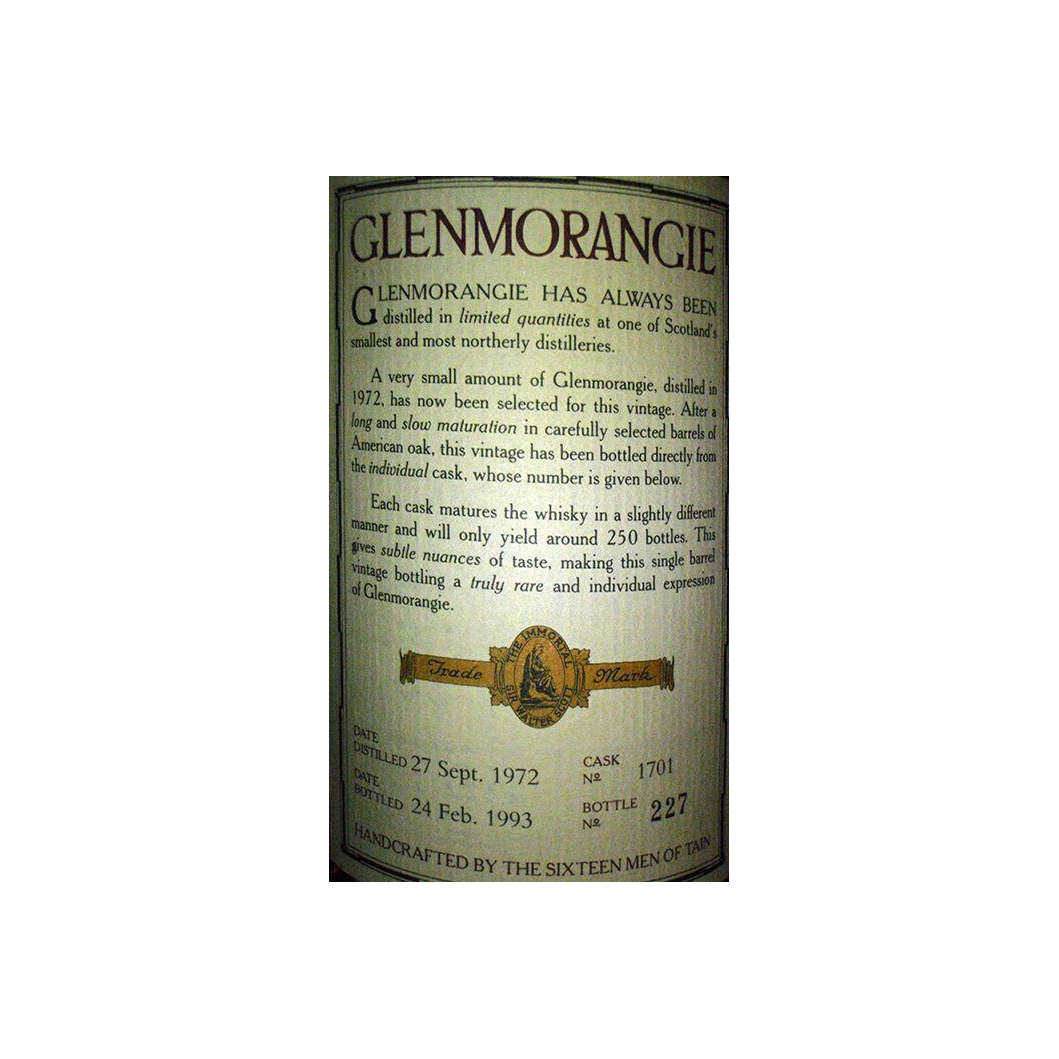 Glenmorangie 1972 20 Years Single Malt Whisky