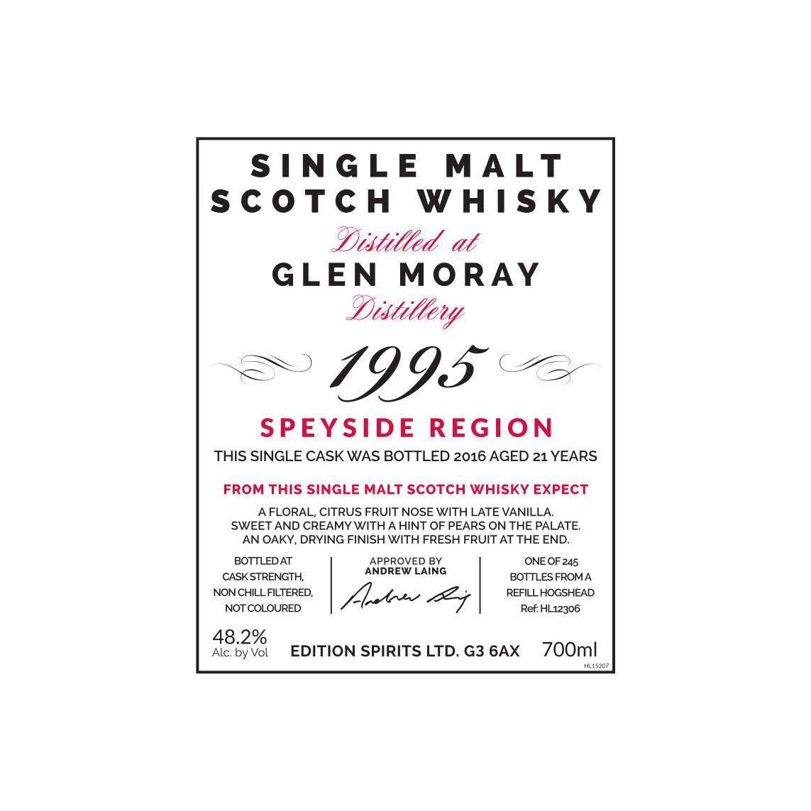 Glen Moray The First Editions 1995 21 Years Single Malt Whisky