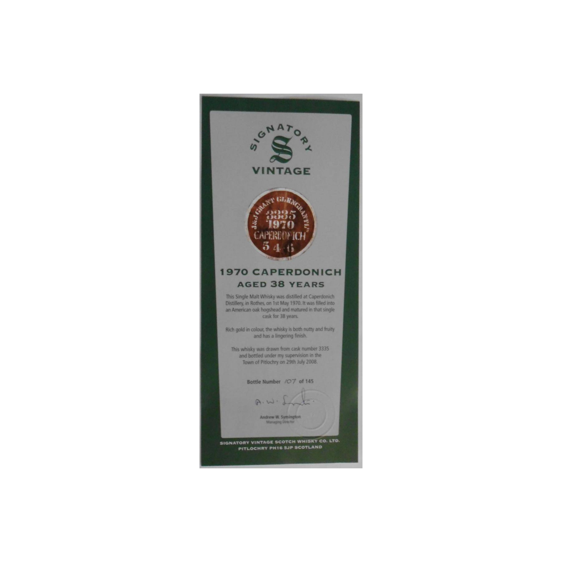 Caperdonich Cask Strength Collection 1970 38 Years Single Malt Whisky 3