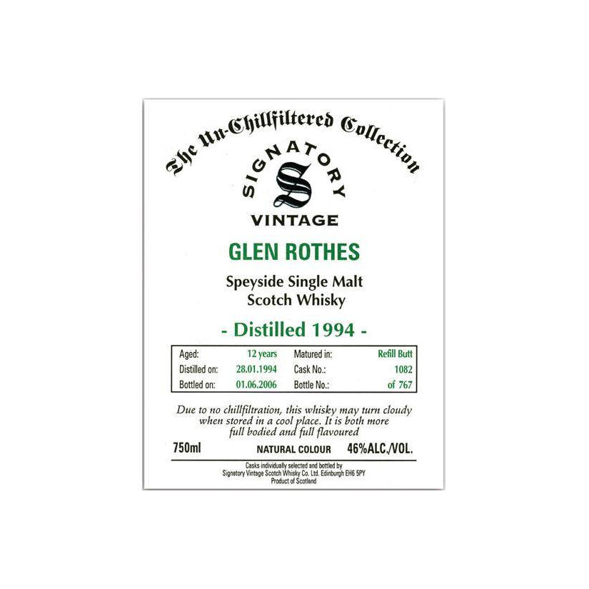 The Glenrothes The Un-Chillfiltered Collection 1994 12 Years Single Malt Whisky