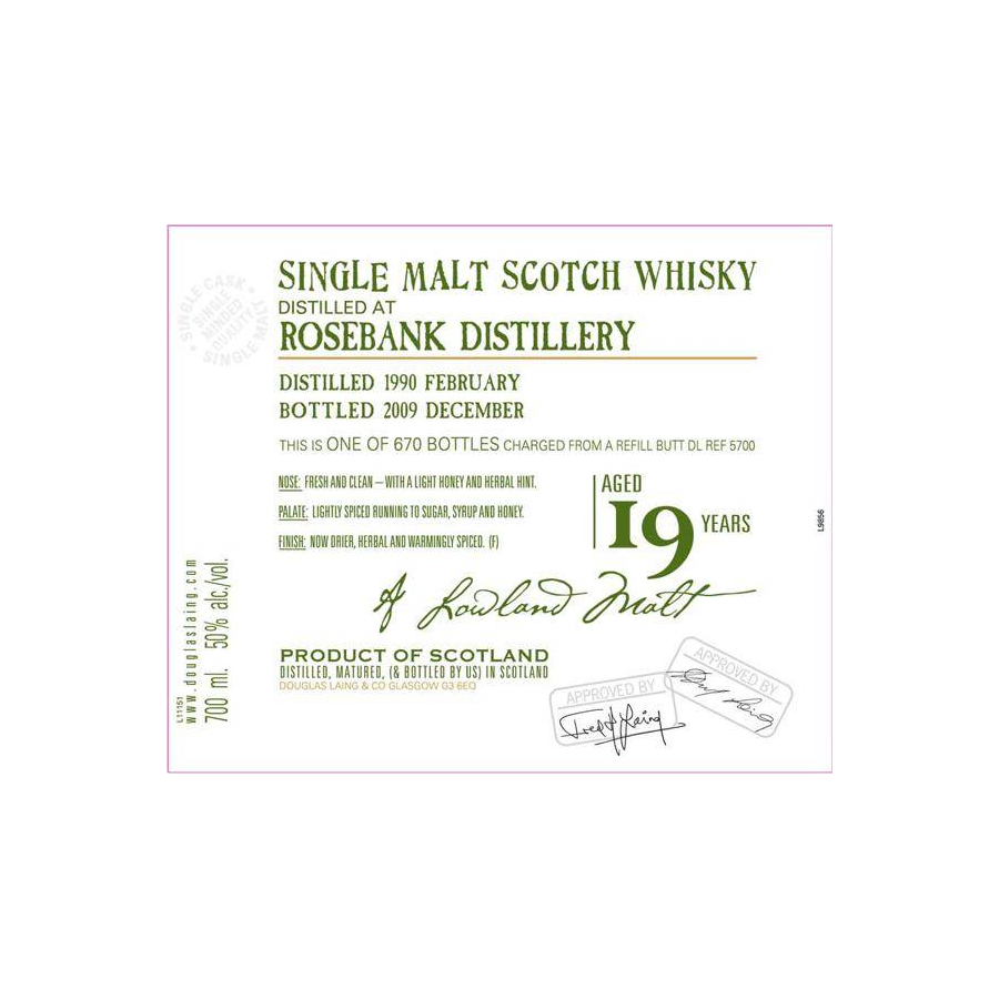 Rosebank Old Malt Cask 1990 19 Years Single Malt Whisky 2