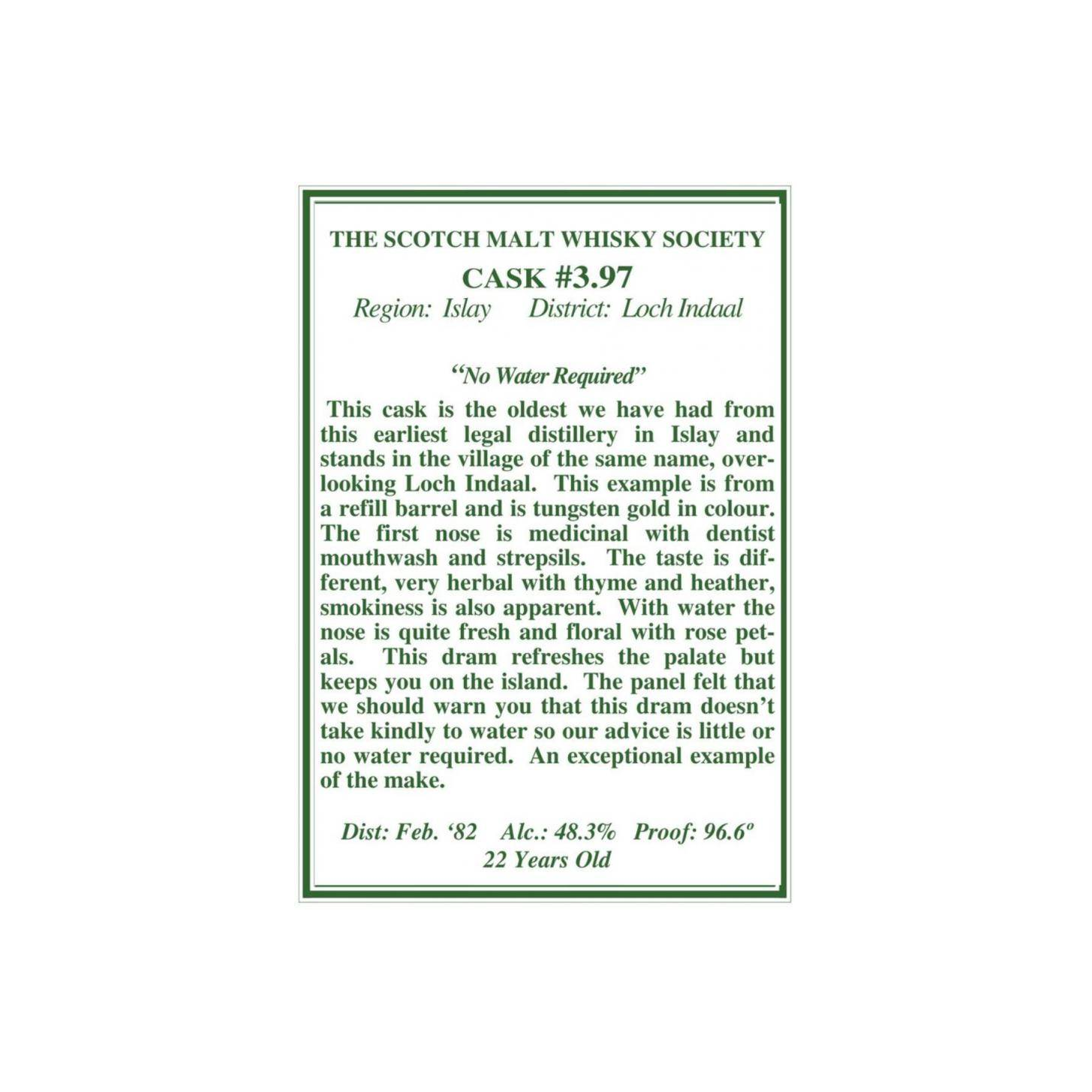 The Scotch Malt Whisky Society 1982 22 Years Single Malt Whisky