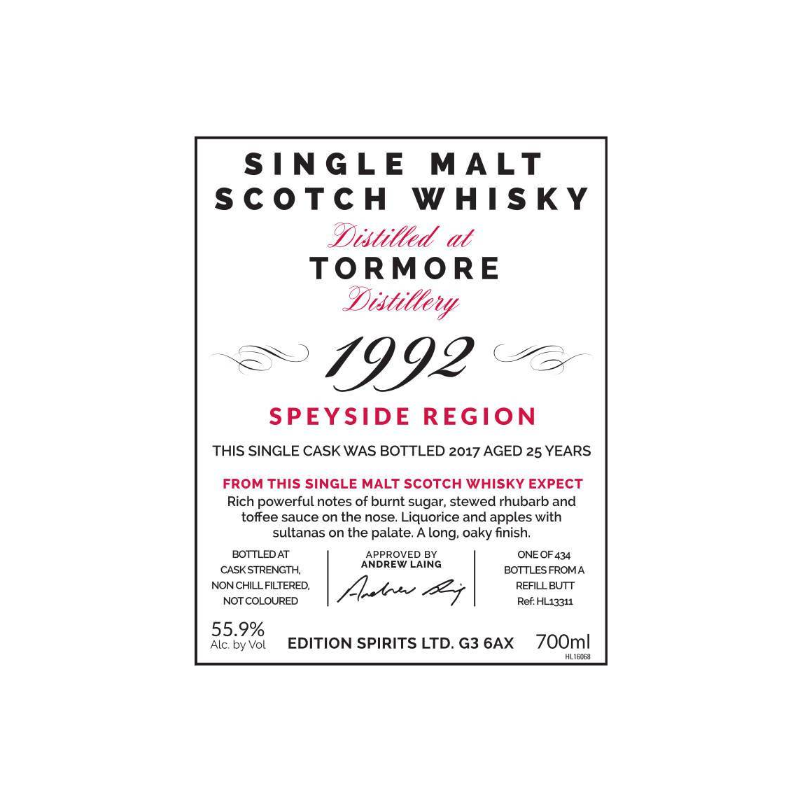 Tormore The First Editions 1992 25 Years Single Malt Whisky 2