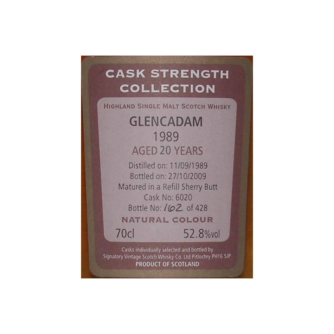 Glencadam Cask Strength Collection 1989 20 Years Single Malt Whisky 2