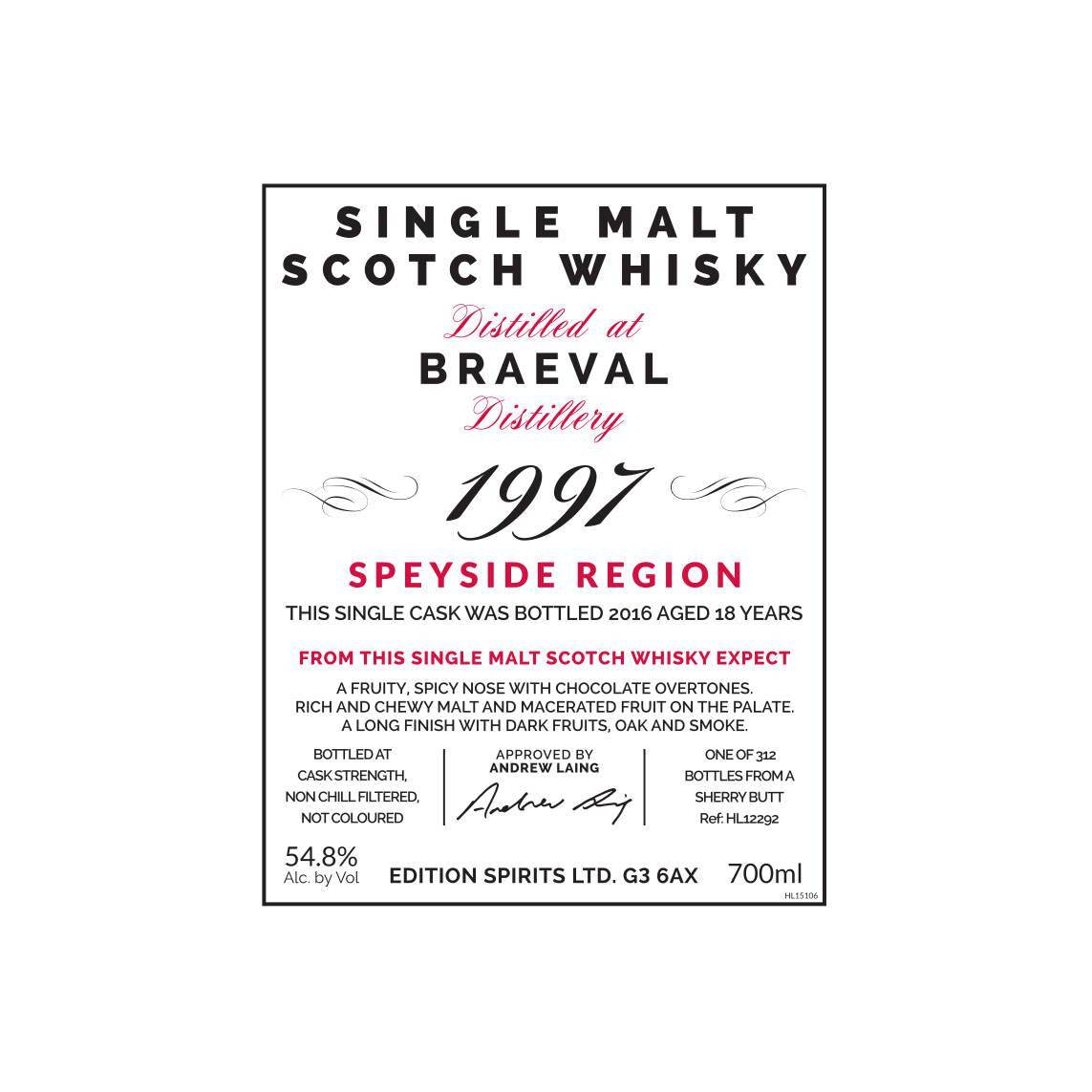 Braeval The First Editions 1997 18 Years Single Malt Whisky 2