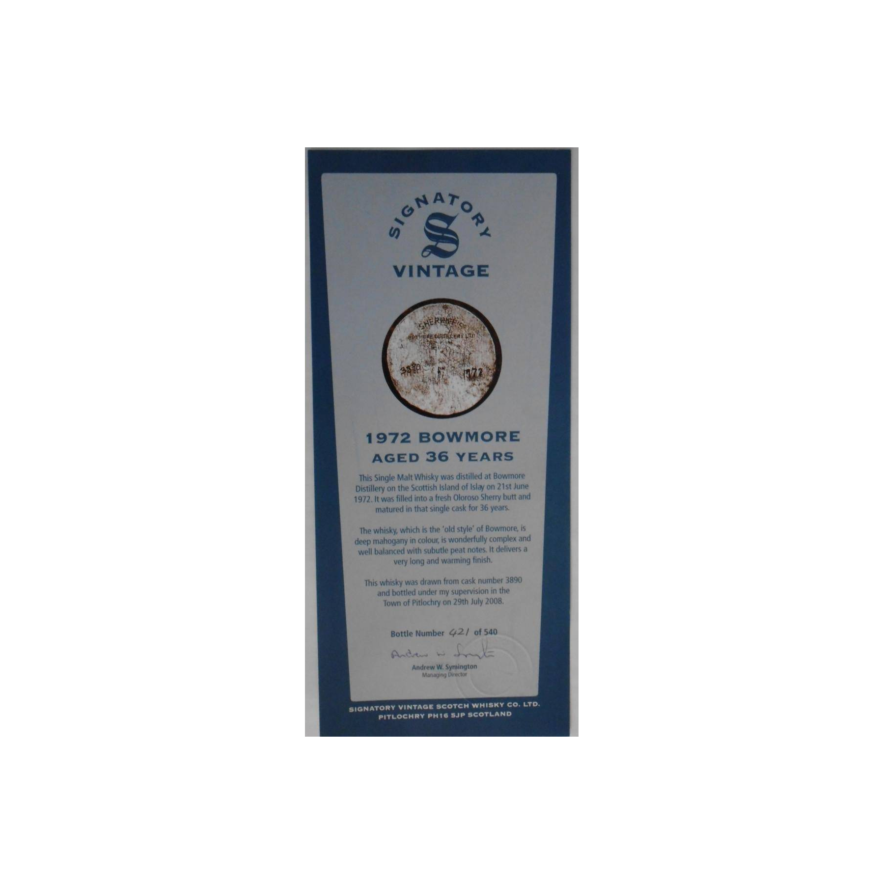 Bowmore Cask Strength Collection 1972 36 Years Single Malt Whisky 3