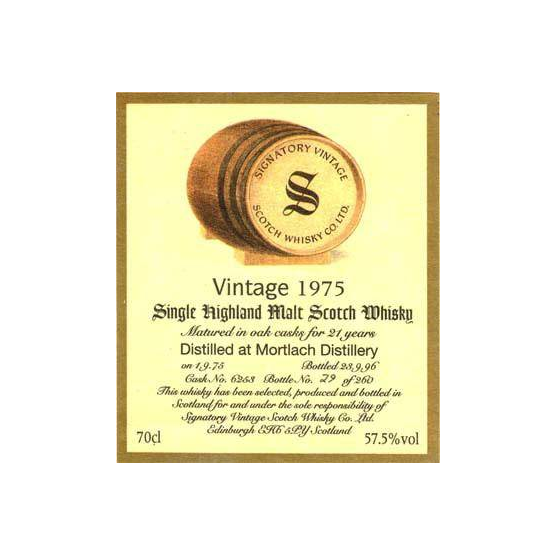 Mortlach Vintage Collection - Dumpy 1975 21 Years Single Malt Whisky