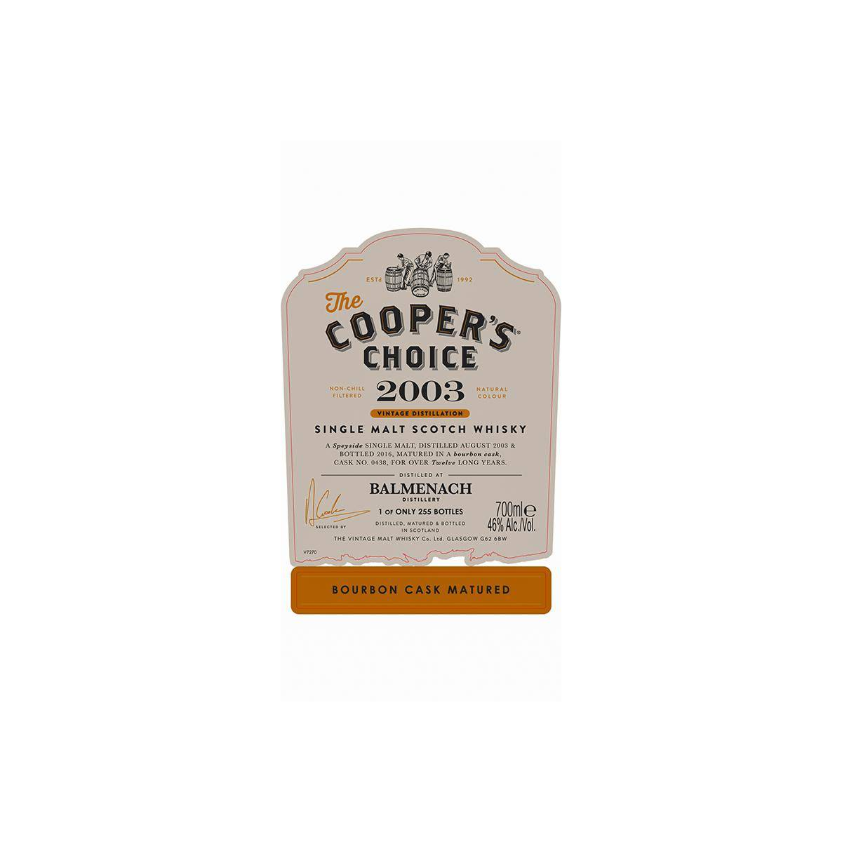 Balmenach The Cooper's Choice 2003 12 Years Single Malt Whisky 2