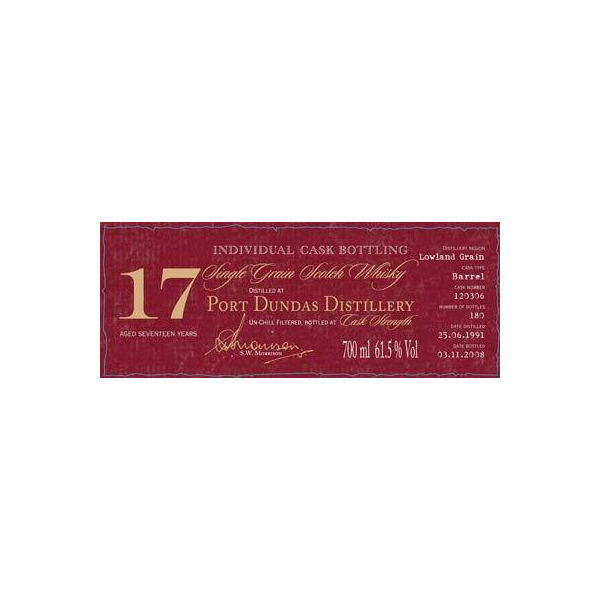Port Dundas Individual Cask Bottling 1991 17 Years Single Grain Whisky