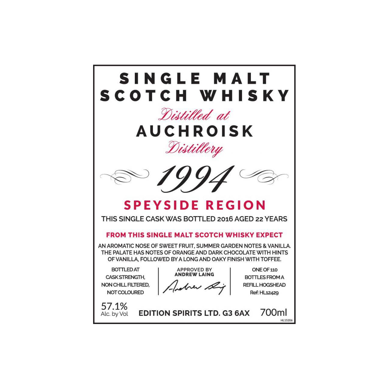 Auchroisk The First Editions 1994 22 Years Single Malt Whisky 2