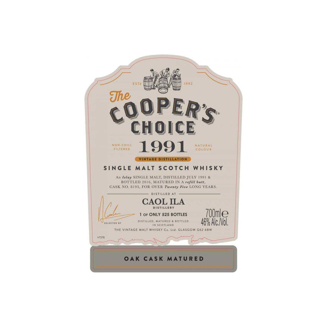 Caol Ila The Cooper's Choice 1991 25 Years Single Malt Whisky 2