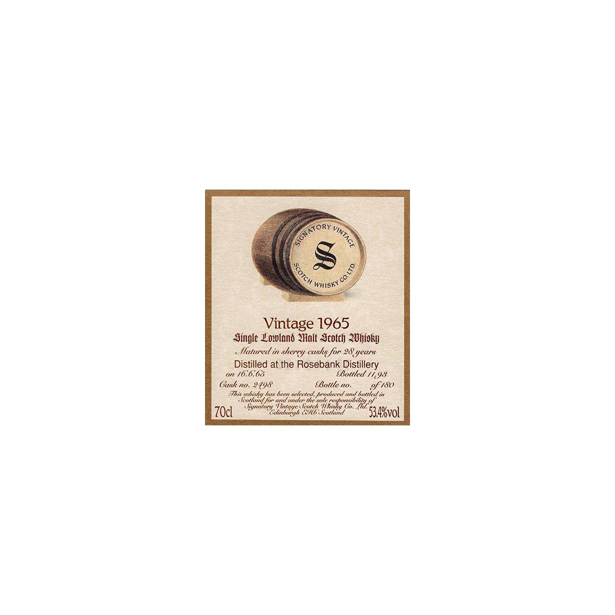 Rosebank Vintage Collection - Dumpy 1965 28 Years Single Malt Whisky 2