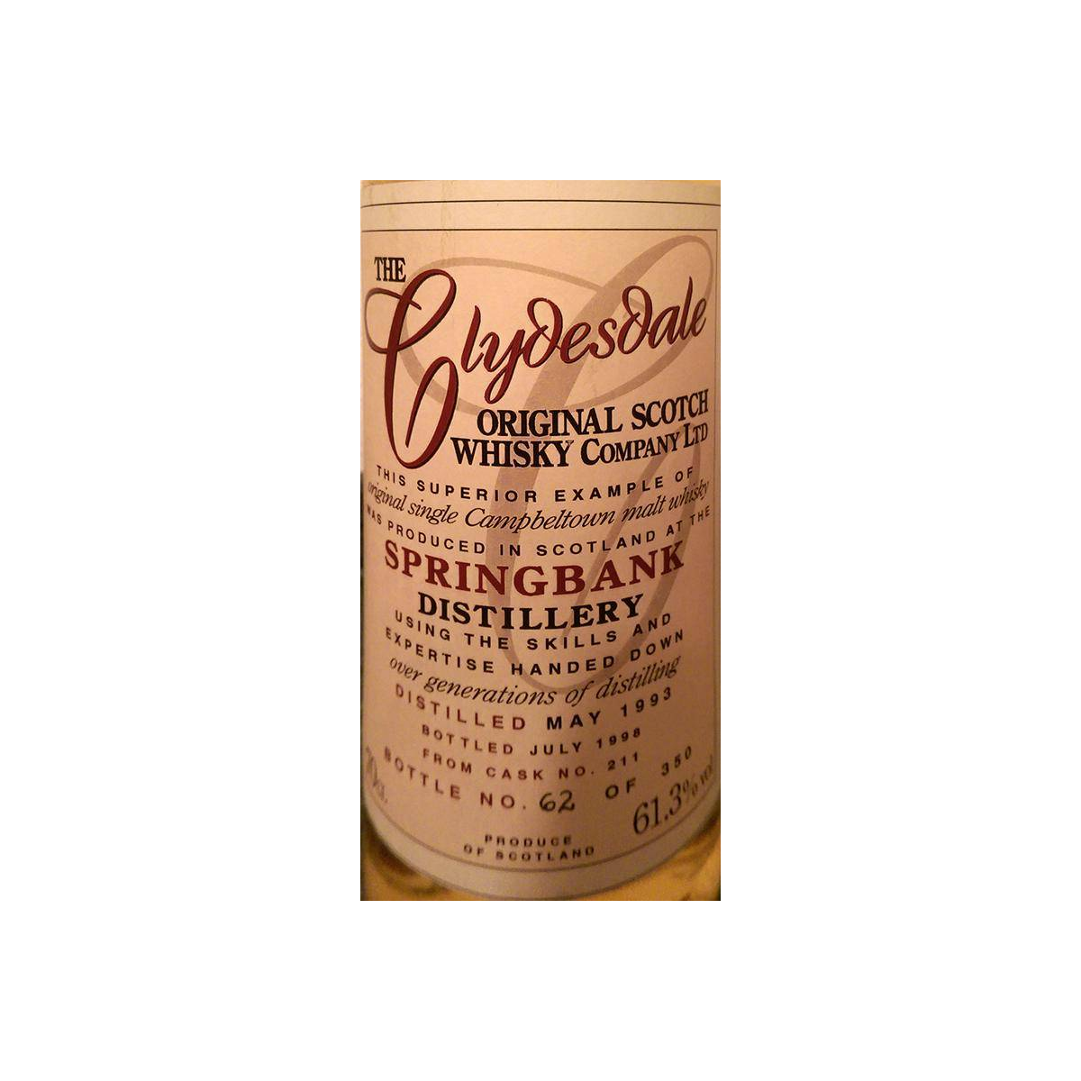 Springbank 1993 5 Years Single Malt Whisky