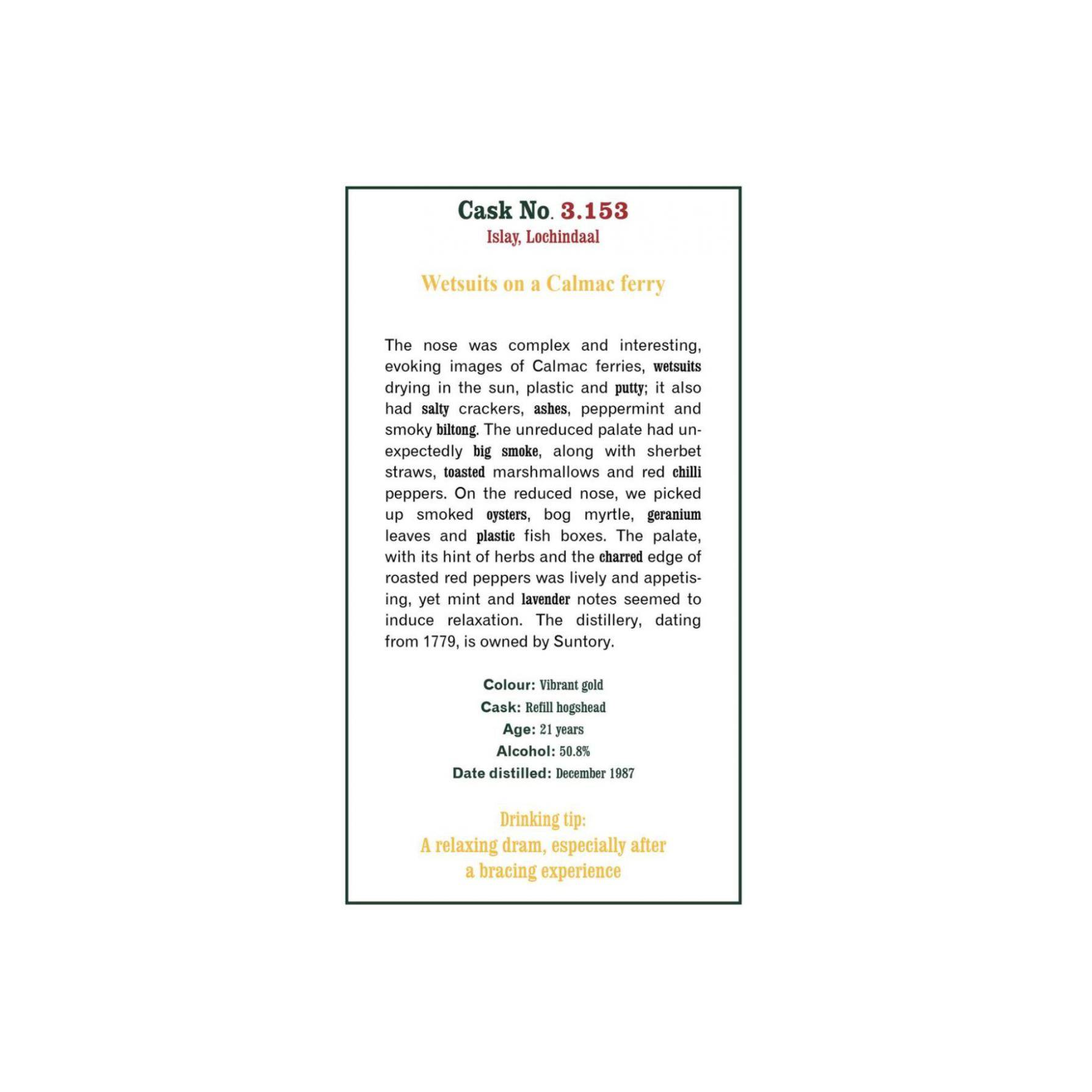 The Scotch Malt Whisky Society 1987 21 Years Single Malt Whisky
