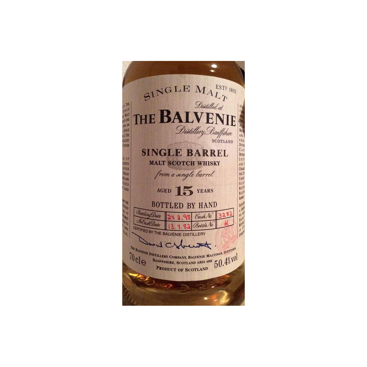The Balvenie Single Cask 1982 15 Years Single Malt Whisky
