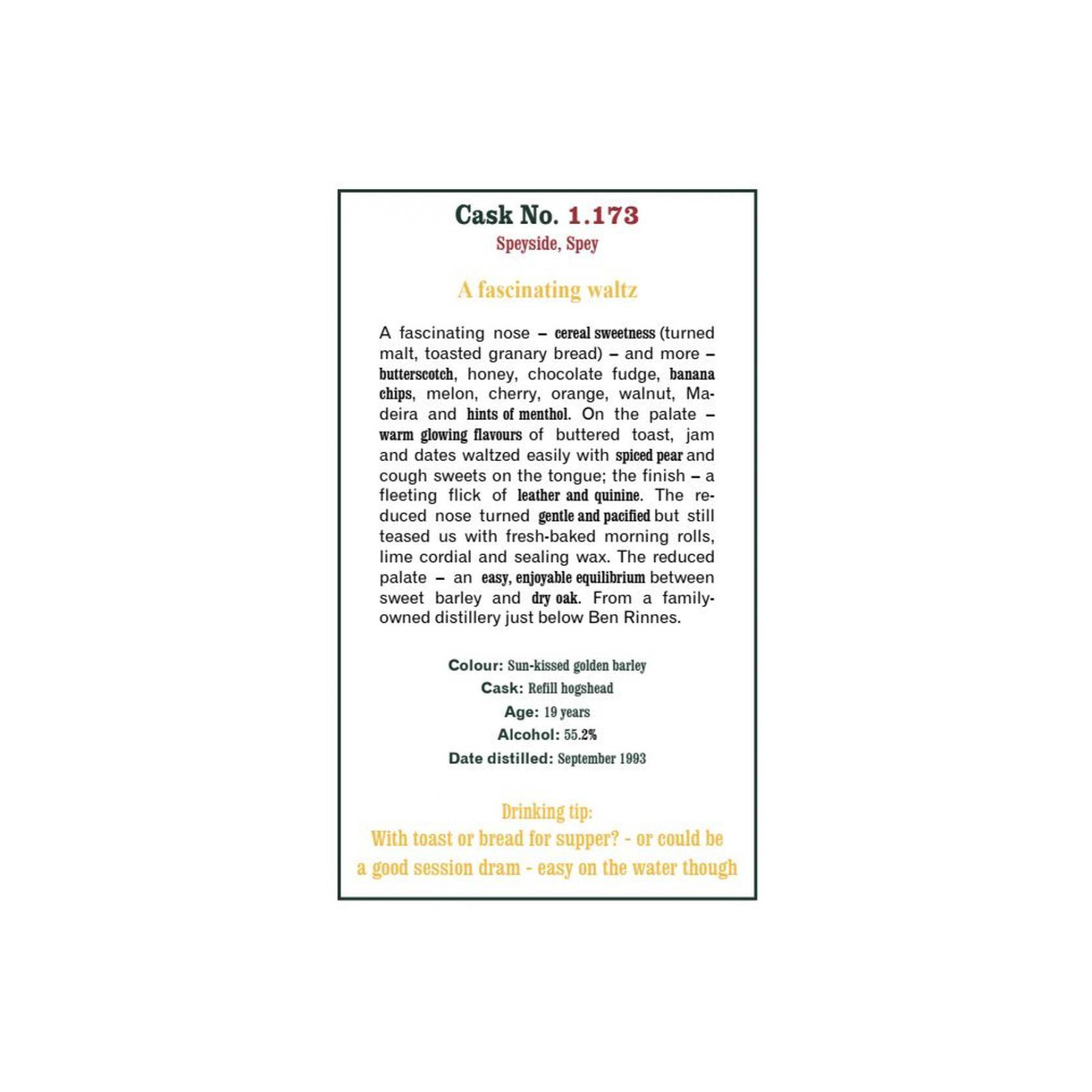 The Scotch Malt Whisky Society 1993 19 Years Single Malt Whisky