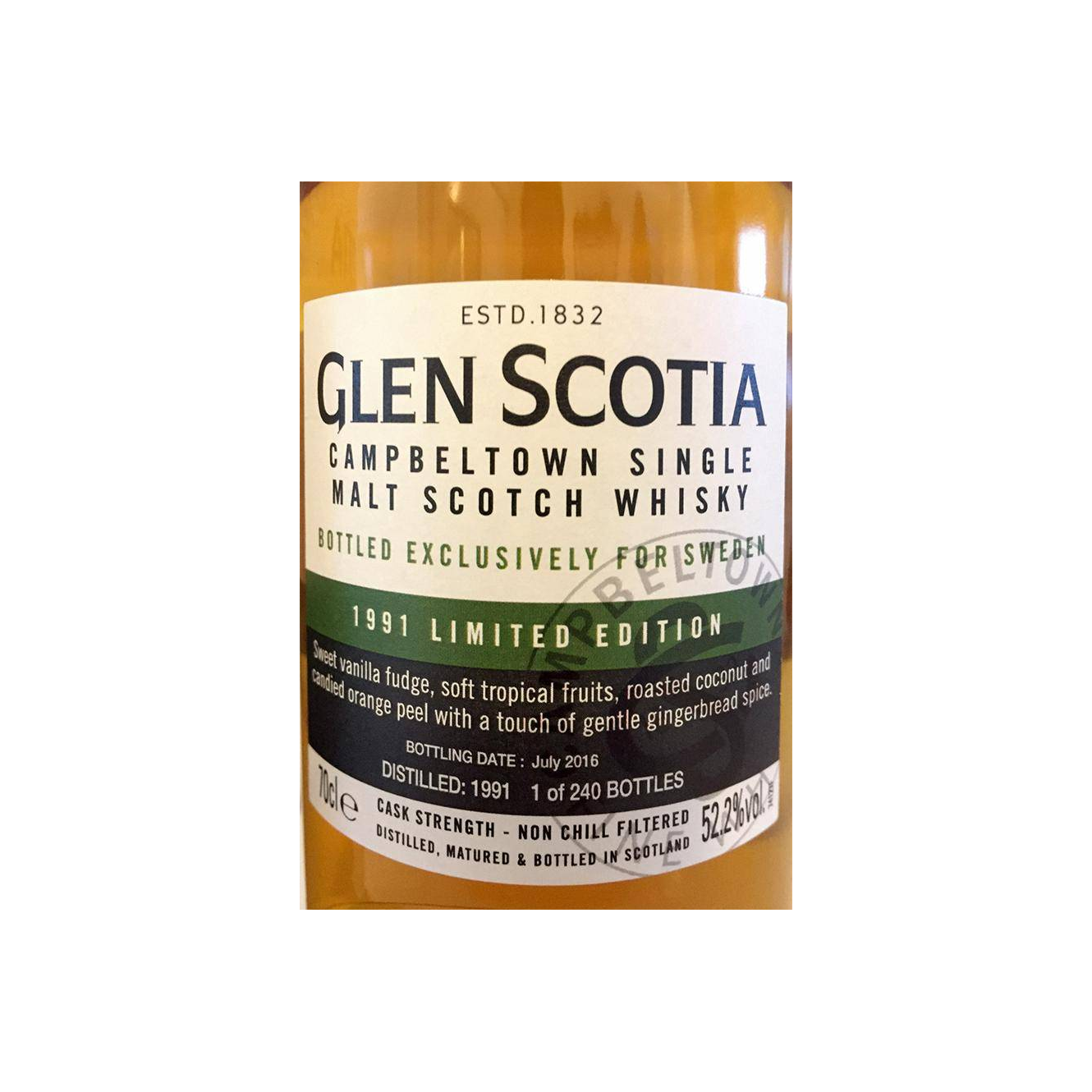 Glen Scotia Limited Edition 1991 25 Years Single Malt Whisky 3