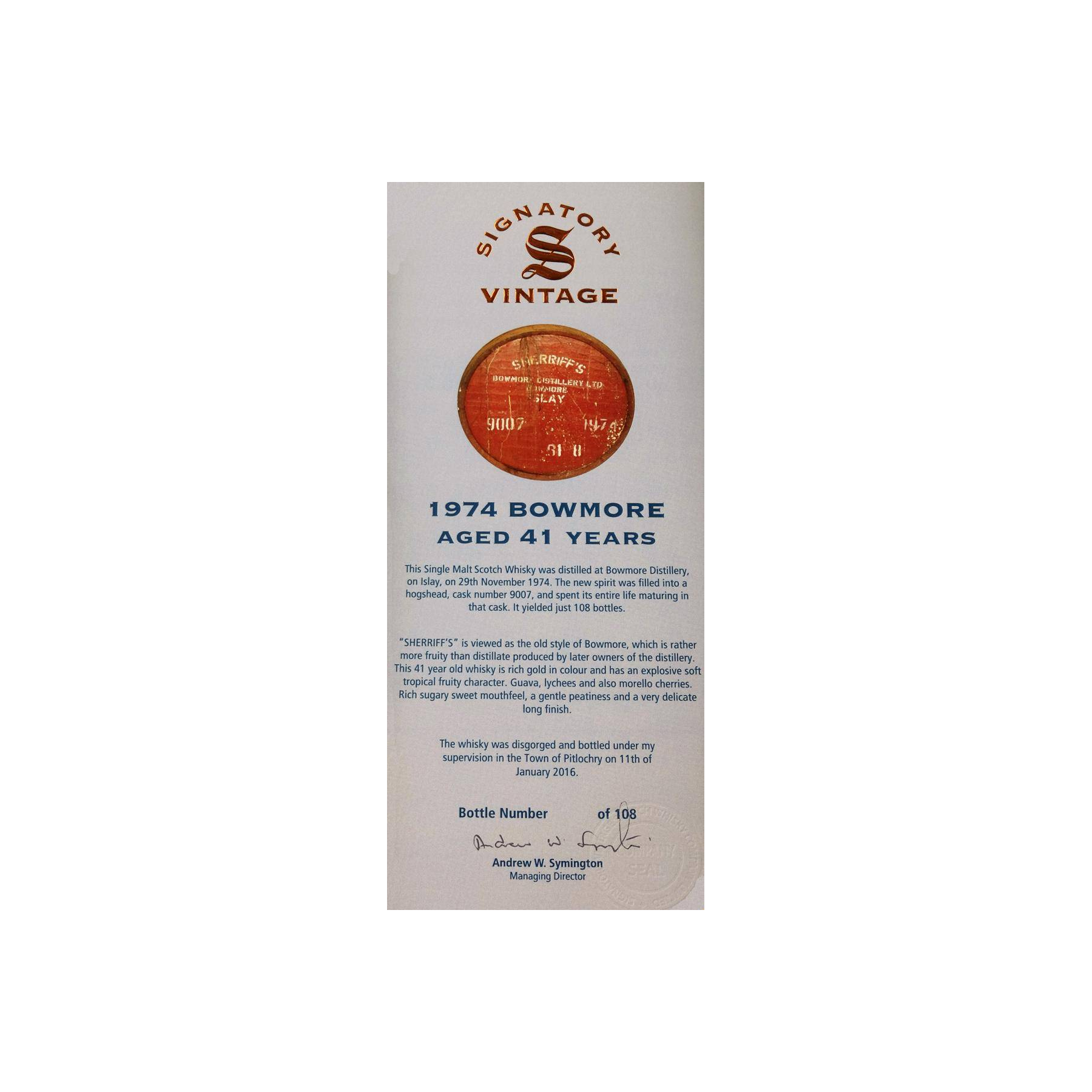 Bowmore 1974 41 Years Single Malt Whisky 3