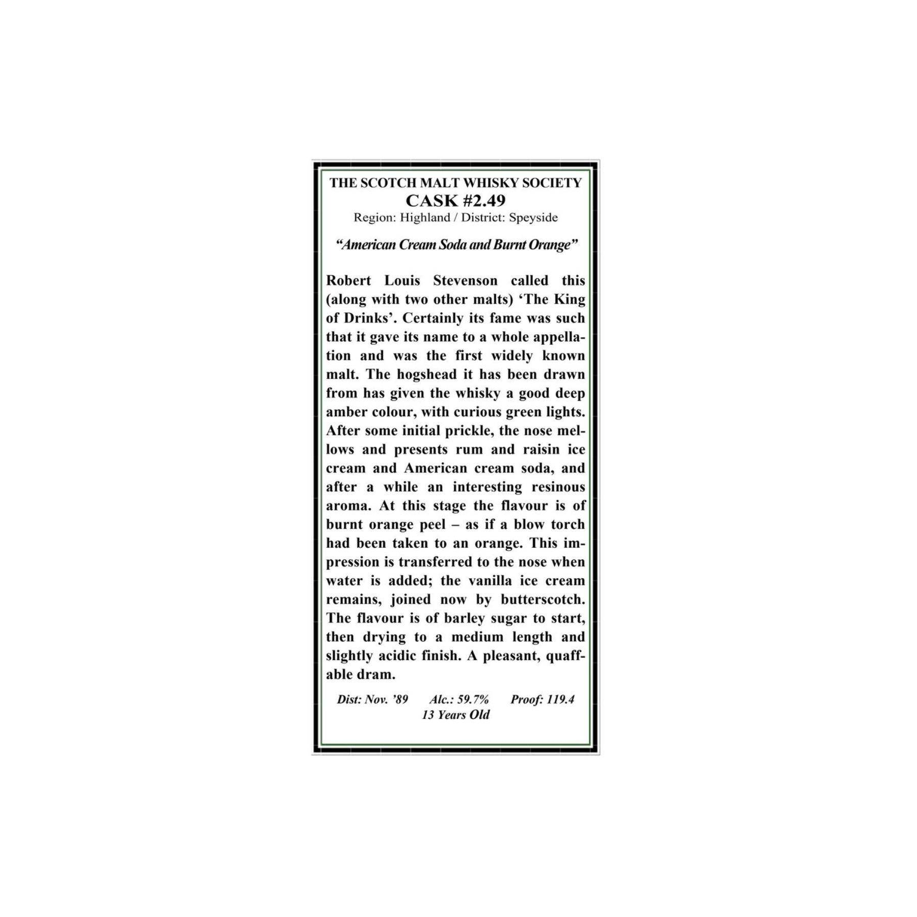The Scotch Malt Whisky Society 1989 13 Years Single Malt Whisky