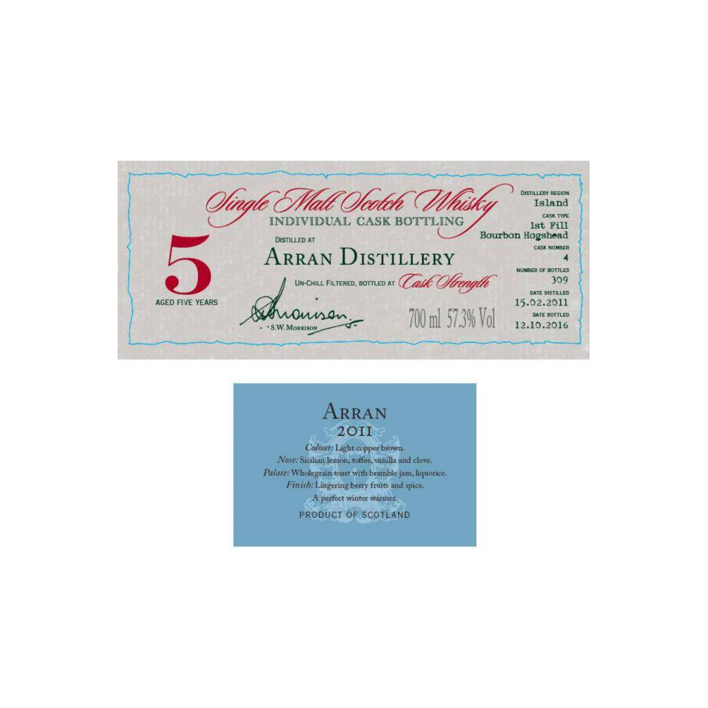 Arran Individual Cask Bottling 2011 5 Years Single Malt Whisky 2