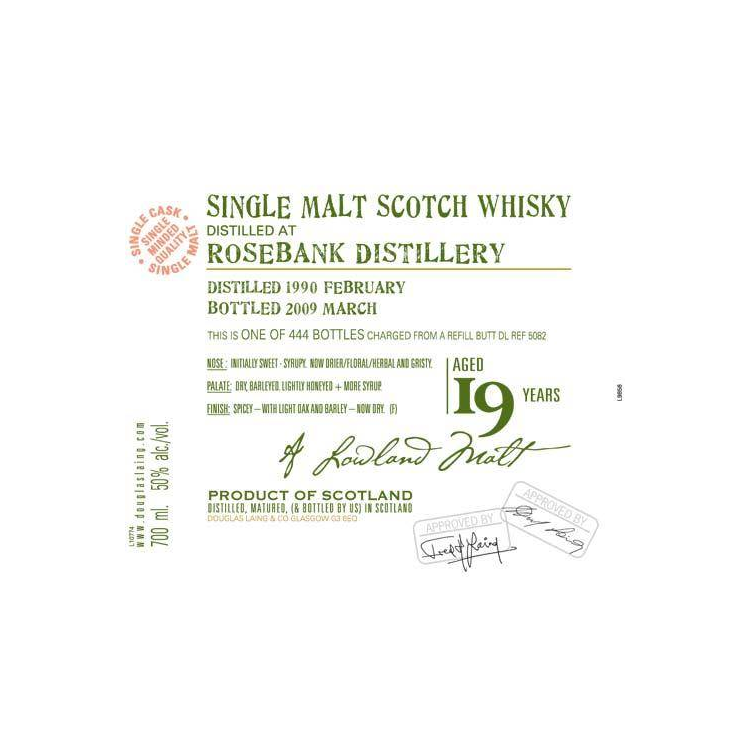 Rosebank Old Malt Cask 1990 19 Years Single Malt Whisky 2