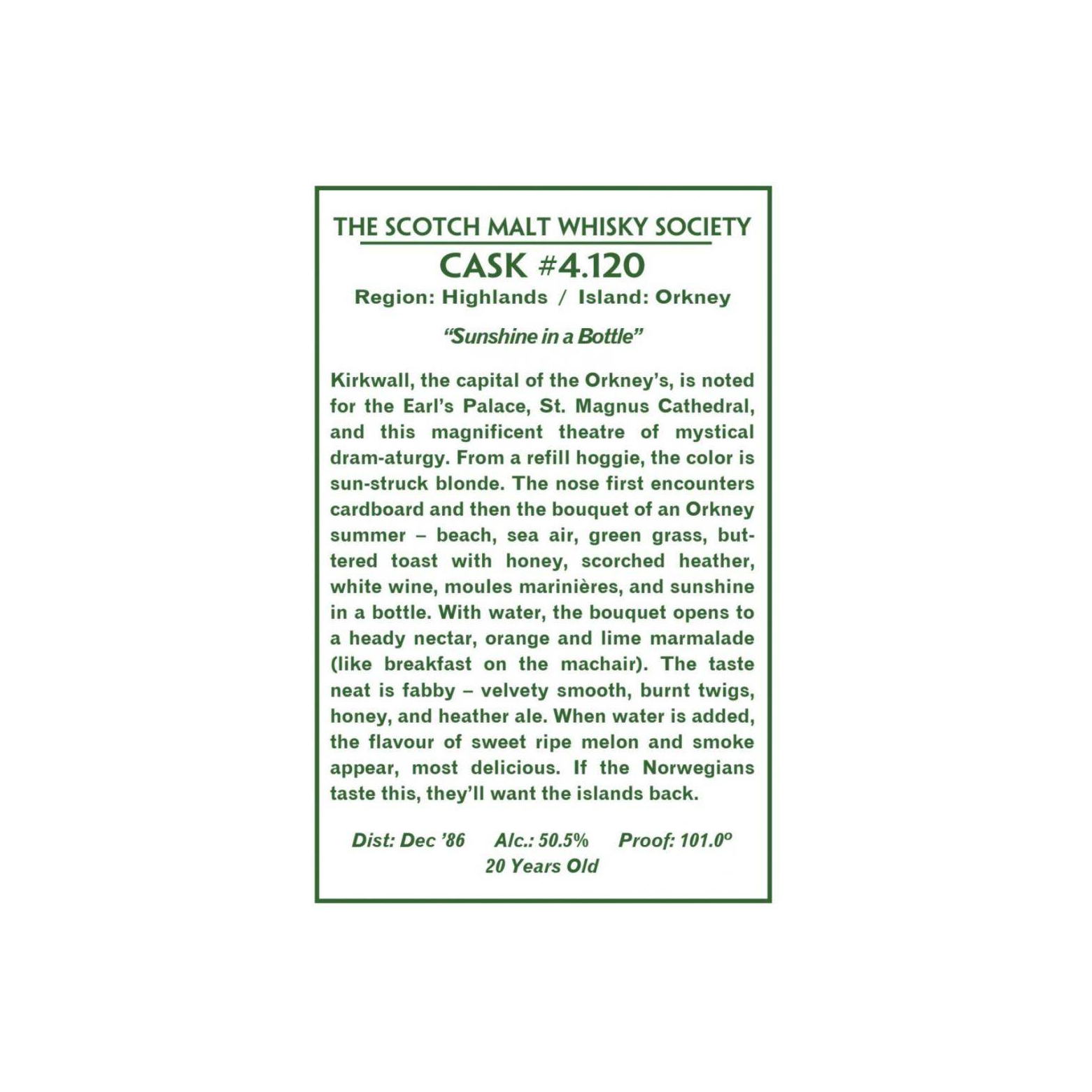 The Scotch Malt Whisky Society 1986 20 Years Single Malt Whisky