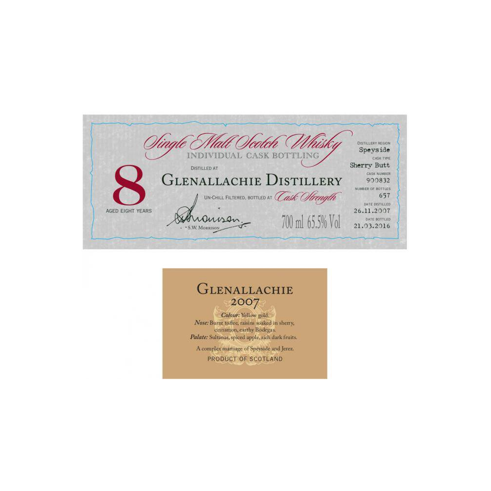 The GlenAllachie Individual Cask Bottling 2007 8 Years Single Malt Whisky