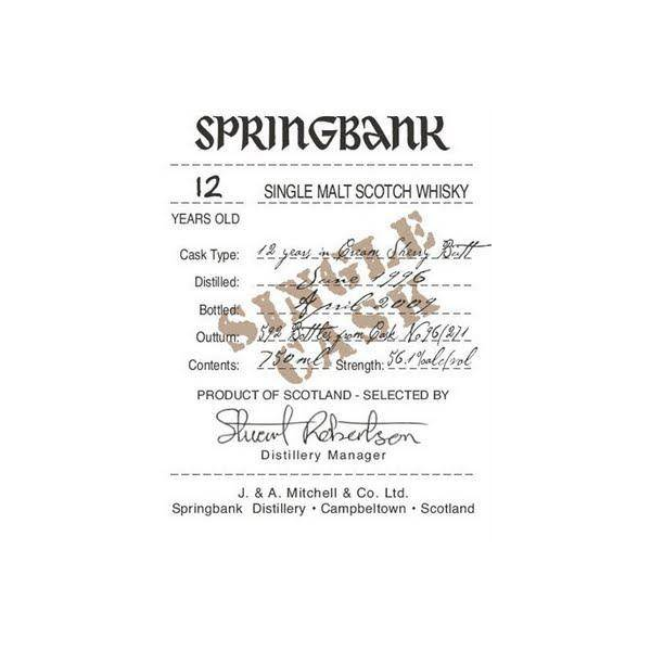 Springbank 1996 12 Years Single Malt Whisky 2