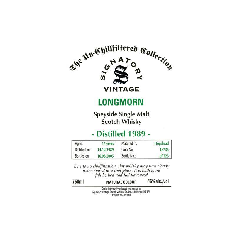 Longmorn The Un-Chillfiltered Collection 1989 15 Years Single Malt Whisky