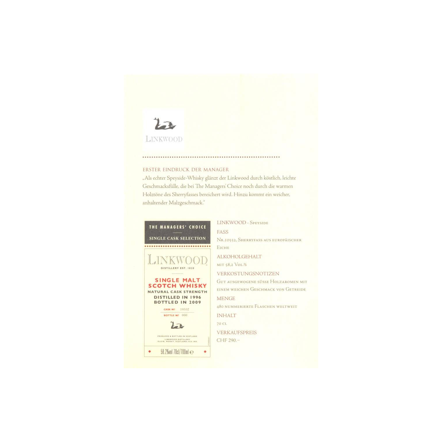 Linkwood 1996 12 Years Single Malt Whisky 3