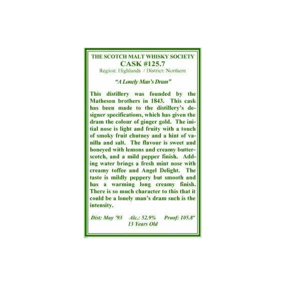 The Scotch Malt Whisky Society 1993 13 Years Single Malt Whisky