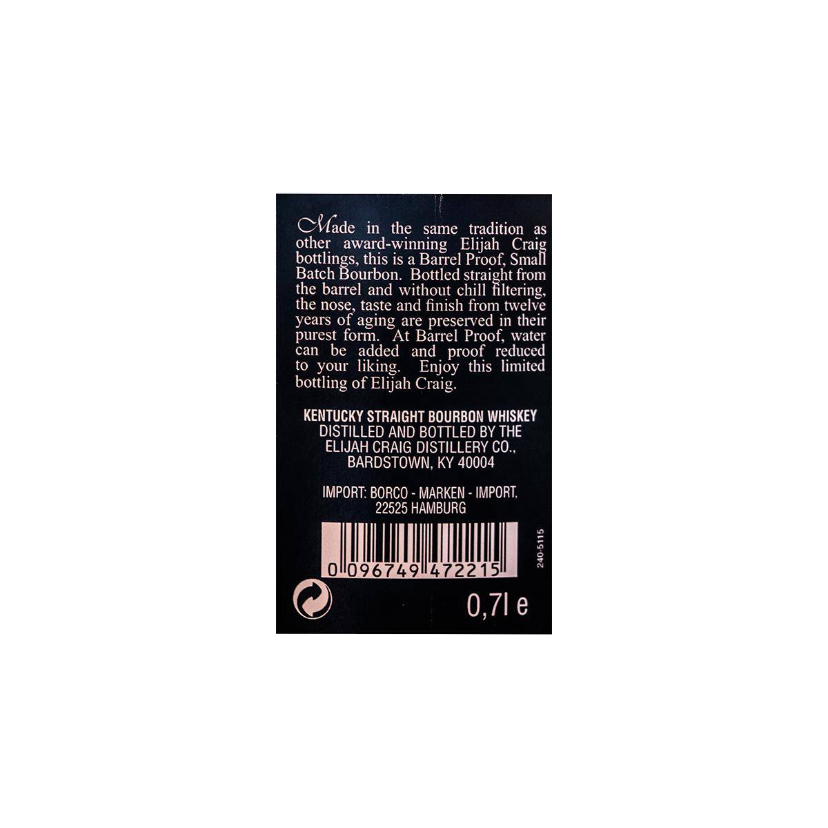 Elijah Craig 12 Years Bourbon Whisky 2