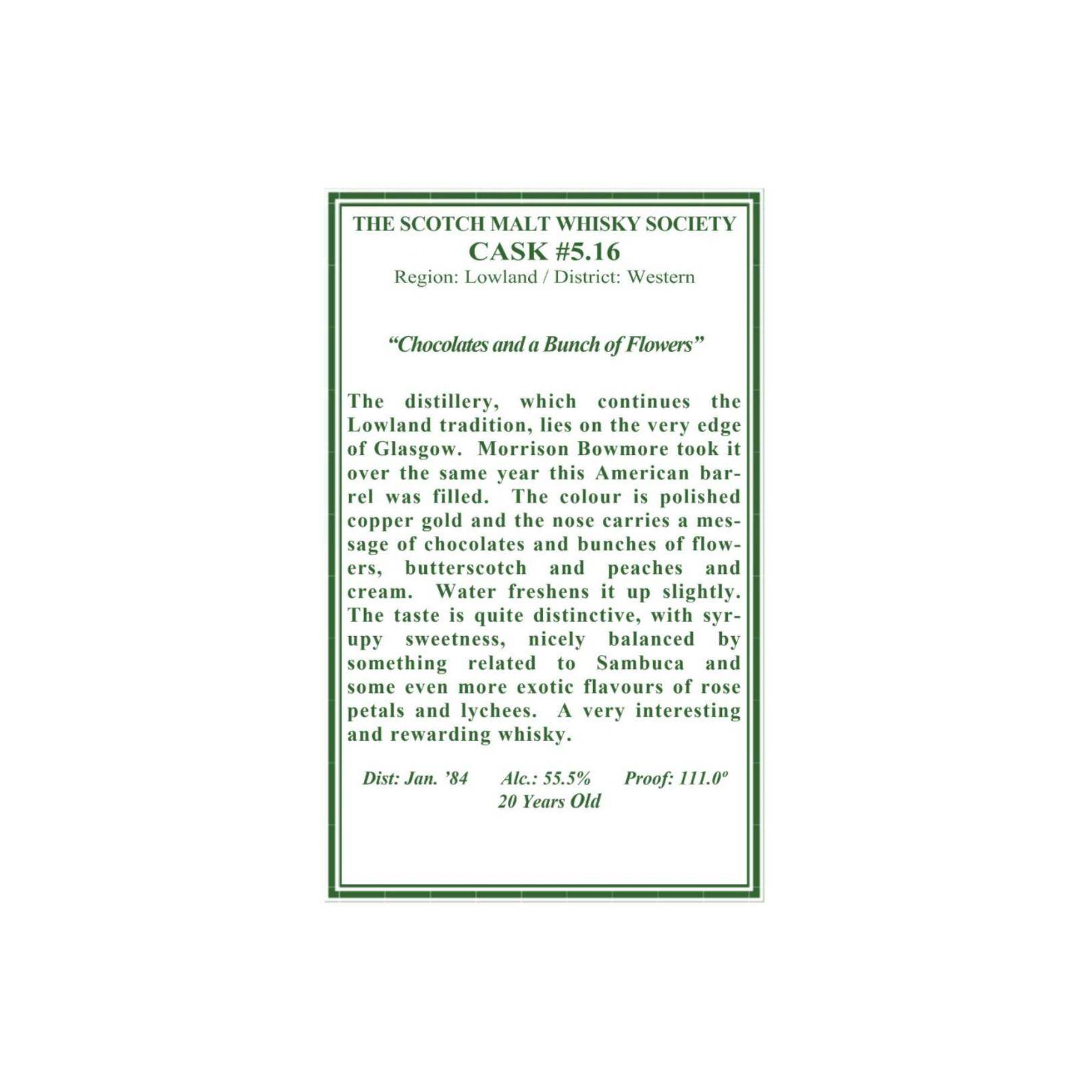 The Scotch Malt Whisky Society 1984 20 Years Single Malt Whisky