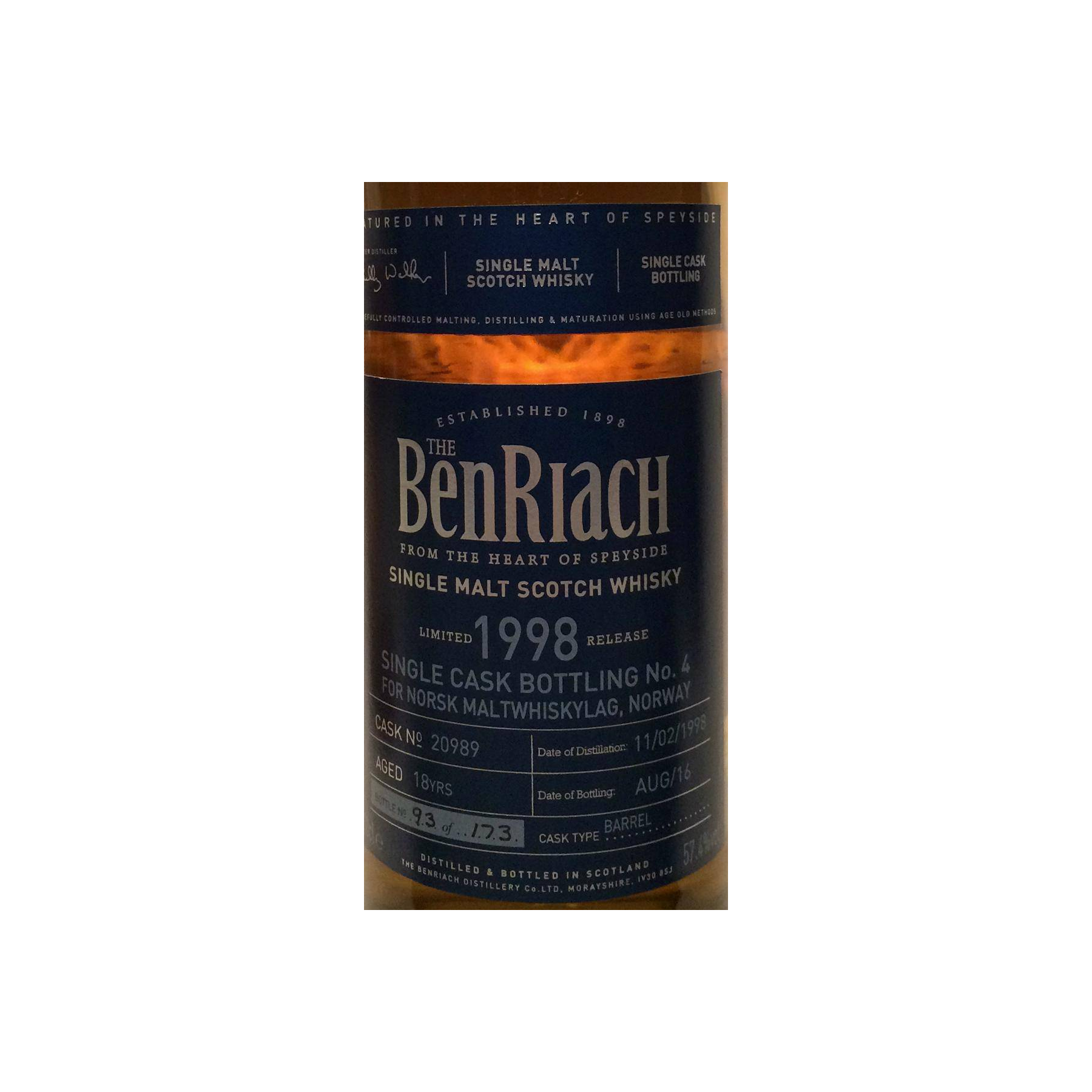 BenRiach Individual Cask Bottling 1998 18 Years Single Malt Whisky 2