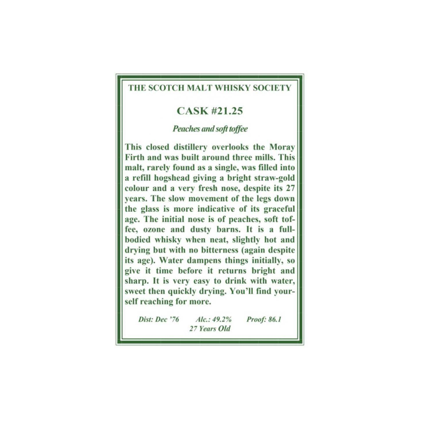 The Scotch Malt Whisky Society 1976 27 Years Single Malt Whisky