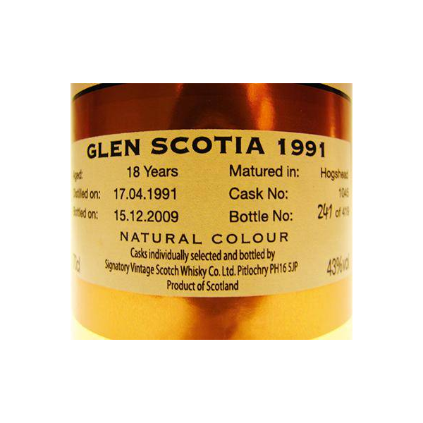 Glen Scotia Vintage Collection 1991 18 Years Single Malt Whisky 2
