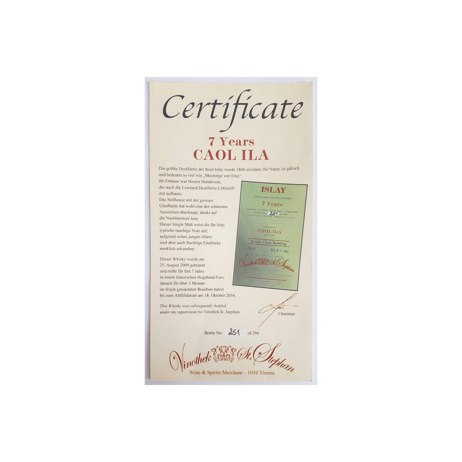 Caol Ila Single Cask 2009 7 Years Single Malt Whisky 3