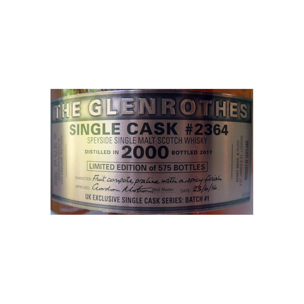 The Glenrothes Single Cask 2000 17 Years Single Malt Whisky 2