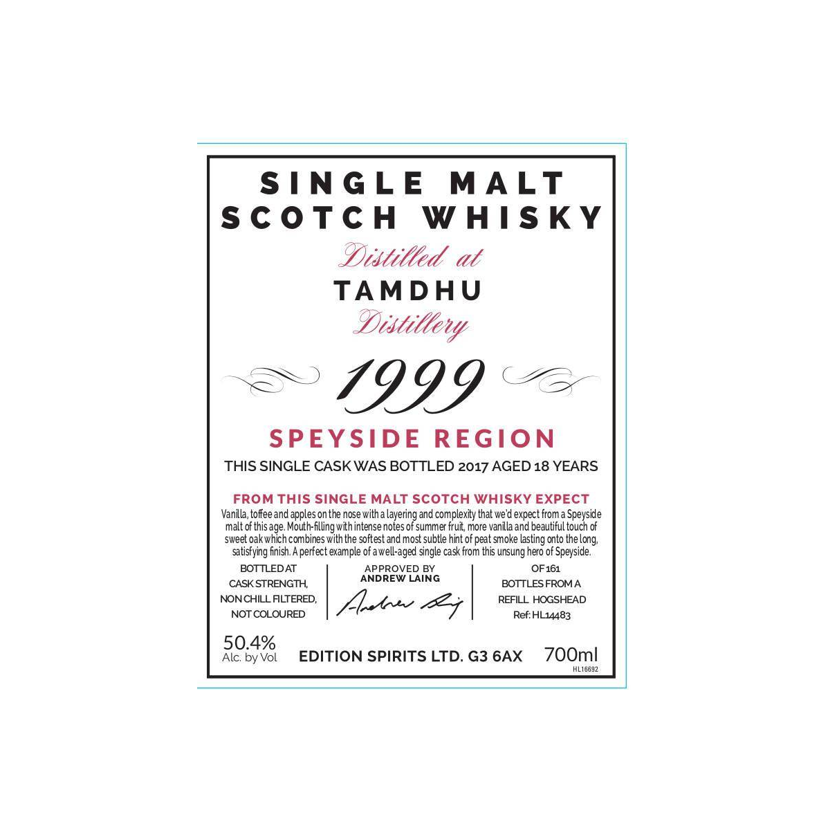 Tamdhu The First Editions 1999 18 Years Single Malt Whisky 2