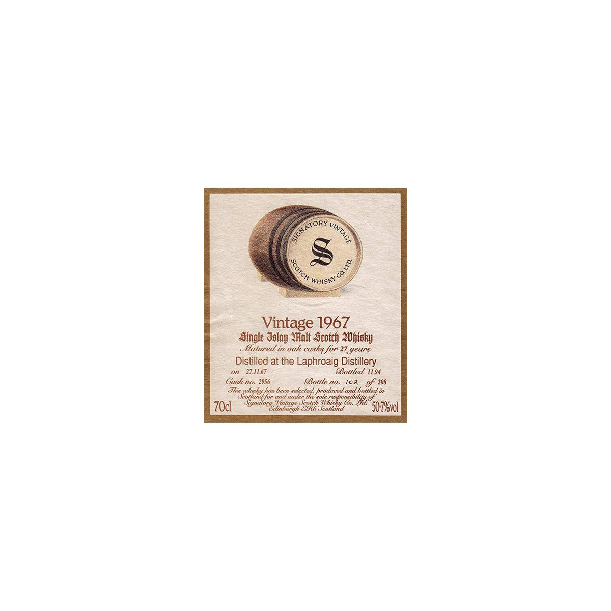 Laphroaig Vintage Collection - Dumpy 1967 27 Years Single Malt Whisky 2
