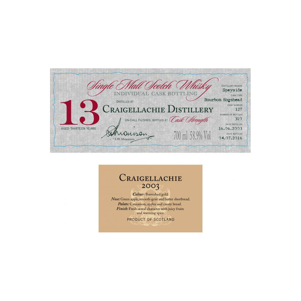 Craigellachie Individual Cask Bottling 2003 13 Years Single Malt Whisky 2