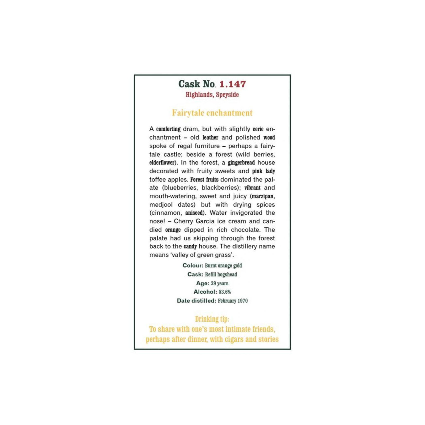 The Scotch Malt Whisky Society 1970 39 Years Single Malt Whisky
