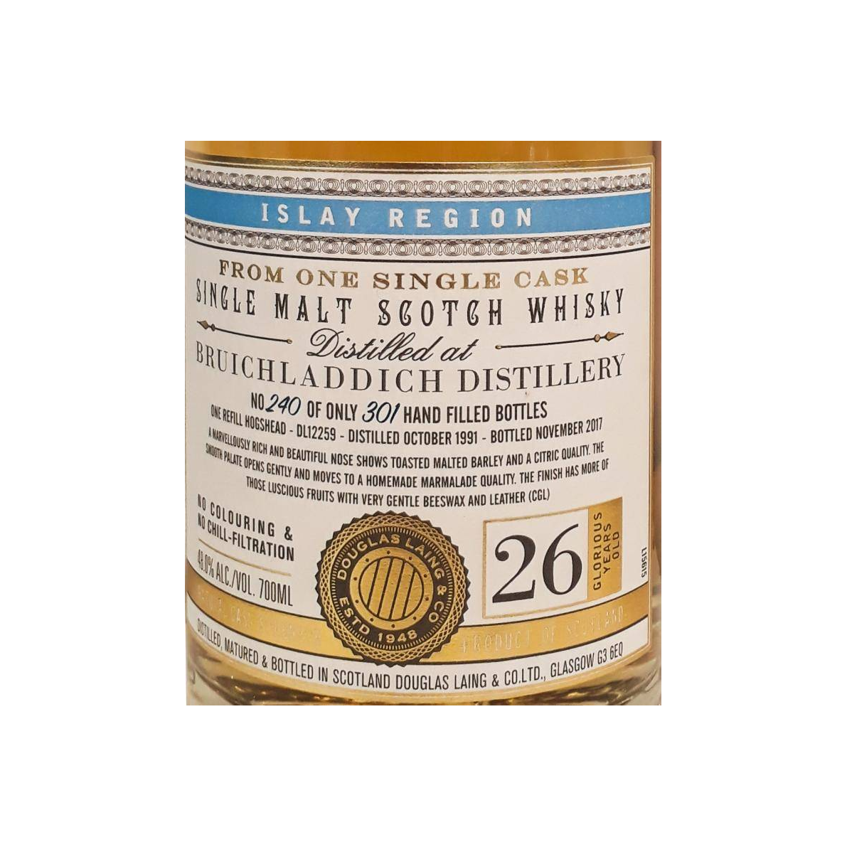 Bruichladdich 1991 26 Years Single Malt Whisky 2