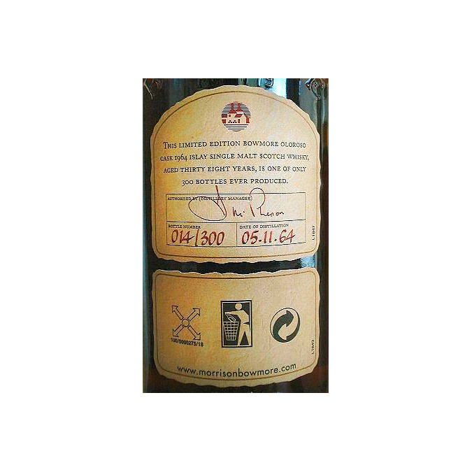 Bowmore 1964 38 Years Single Malt Whisky 3
