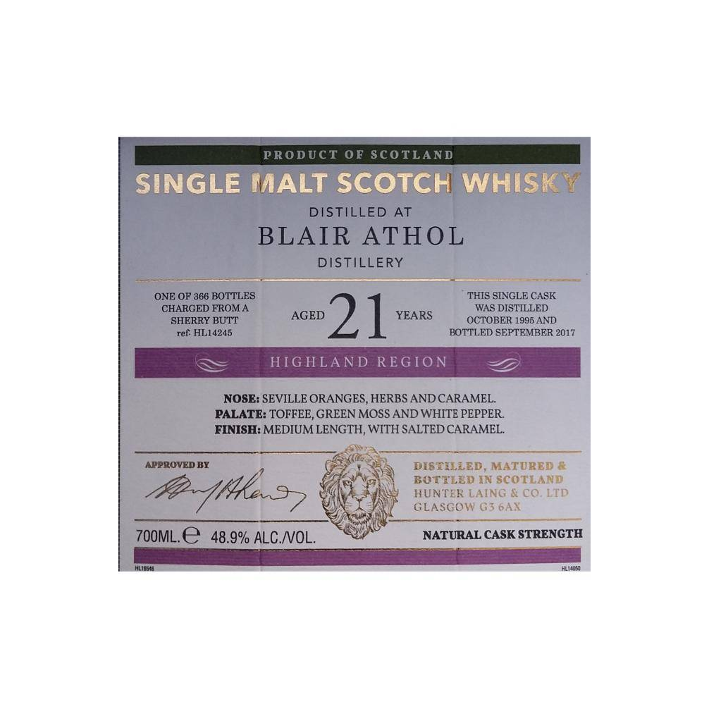 Blair Athol Old Malt Cask 1995 21 Years Single Malt Whisky 2