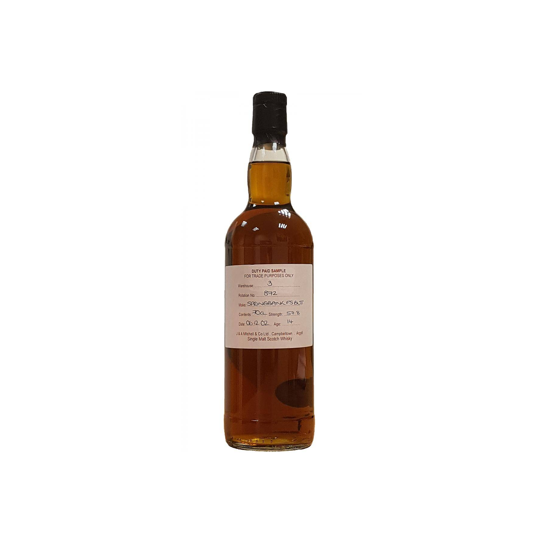 Springbank Duty Paid Sample - For Trade Purposes Only 2002 14 Years Single Malt Whisky