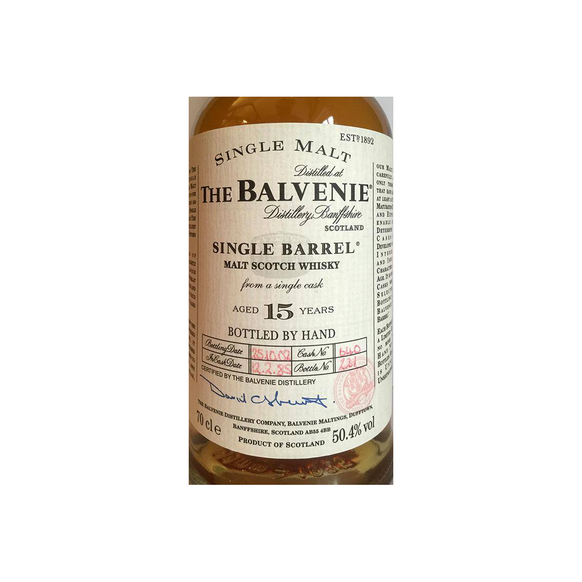 The Balvenie Single Cask 1985 15 Years Single Malt Whisky