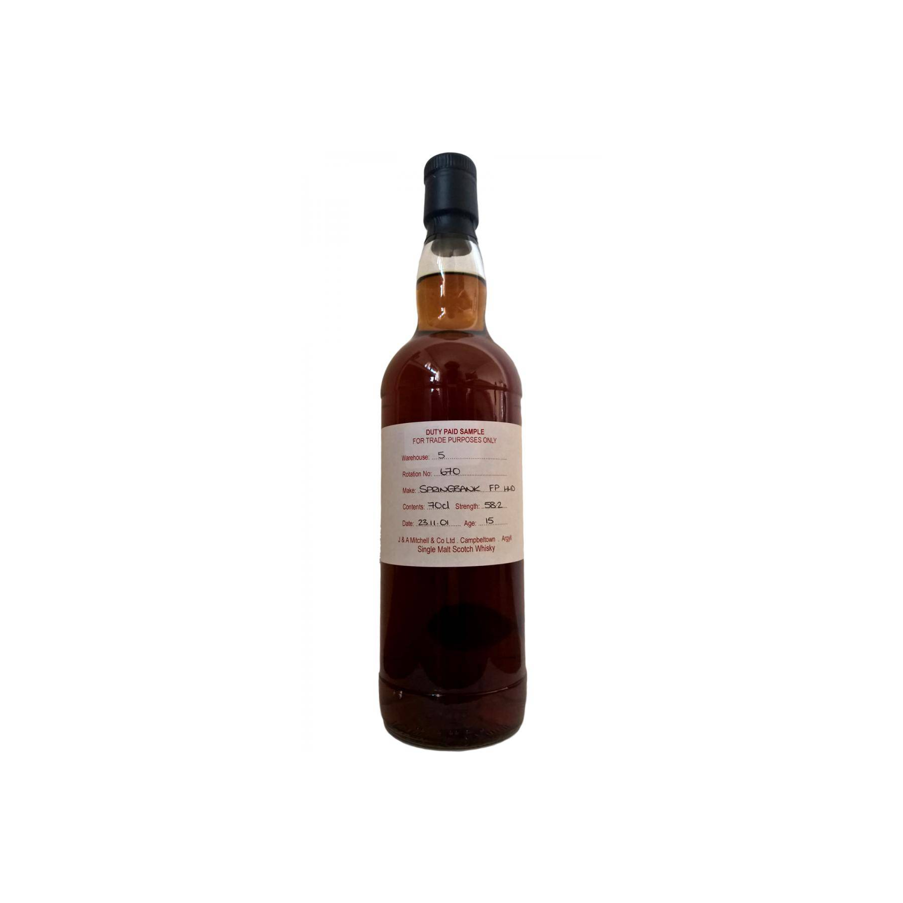 Springbank Duty Paid Sample - For Trade Purposes Only 2001 15 Years Single Malt Whisky